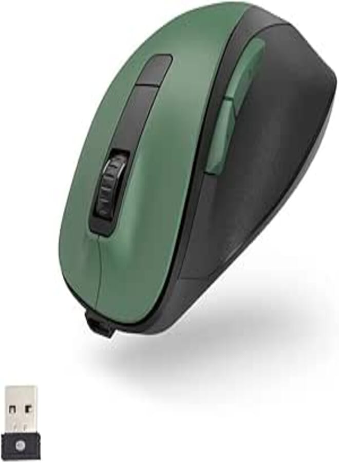 Hama MW-500 Recharge - Mouse - Ergonomic - For Right-Handed Users - Optical - 6 Buttons - Wireless - 2.4 G, Forest Green